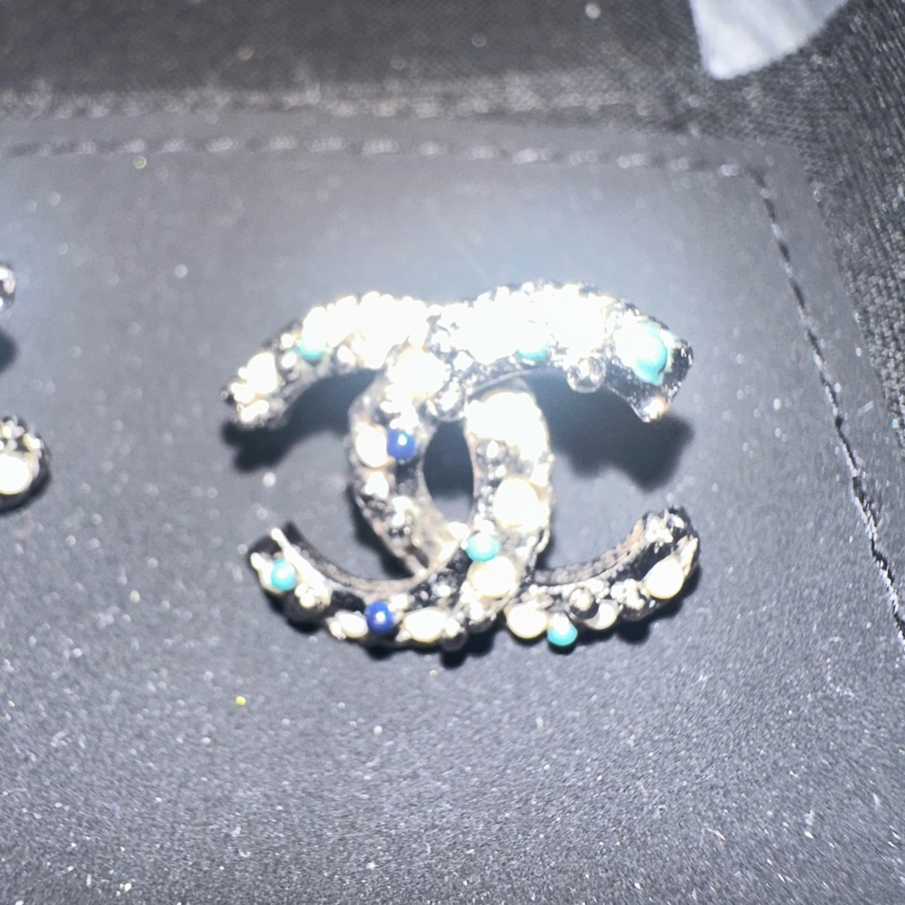 Chanel Silver and Blue Brooch Set - Picture 3 of 5